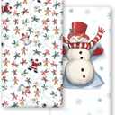 Horaldaily 2 Pack Fitted Crib Sheet for Boys Girls,Soft Breathable Washable Jersey Microfiber Baby Crib Sheet, Fits Standard Size Crib Mattress 28in x 52in, Snowman Nursery Sheet White/Red