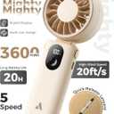 Aecooly Mighty Portable Handheld Fan | 20H Max Cooling Time | 3 Flexible Modes | 5 Speeds Wind | Battery Level Display | USB Rechargeable Mini Personal Battery Powered, Gifts for Women, Travel -Beige, 6.85 x 2.8 x 1.48 inches