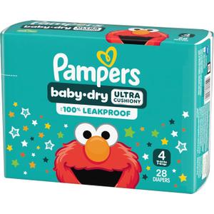 Pampers Diapers - Baby Dry - Size 4, 28 Count, Absorbent Disposable Infant Diaper 