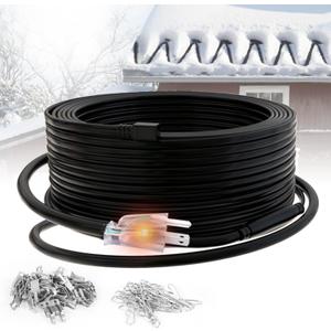 HEATIT HIRD 200 feet Roof & Gutter Snow De-Icing Kit, 5W/ft Heat Tape for Roof and Gutters Ice Dam Prevention with 6 ft Power Cord
