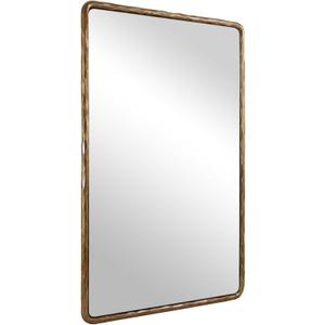 ANDY STAR Hand-Forged Gold Bathroom Mirrors for Wall, 24x36 Inch Vintage Solid Steel Metal Frame Bathroom Vanity Mirror, Antique Rounded Rectangle Wall Mirror, Hangs Horizontally or Vertically