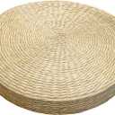 Round Tatami Floor Pillow Cushion, Handwoven Meditation Straw Cushions for Living Room Yoga Window Seat Reading Nook Bedroom Outdoor Seat (Dia: 15.7")