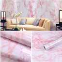 practicalWs 15.7 in 118 in White Pink Marble Stick Paper Peel and Stick Countertops Self-Adhesive Vinyl Watertight Wallpaper Great As Cabinets Drawer Shelf Wall Crafts Wall Paper Decorations