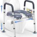 HOMLAND Toilet Seat Risers for Seniors,Raised Toilet Seat with Handles & Padded Seat, Adjustable Height & Width, 400lb Elevated Toilet Seat for Elderly, Handicap, Fit Any Toilet
