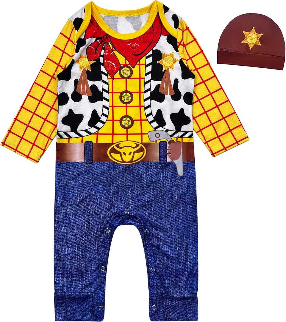 Baby Boy Prince Charming Costume Outfit with Gold Crown Newborn Infant Halloween Birthday Uniform (0-3 Months, Yellow)
