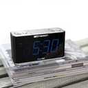 Emerson CKS1507 Smartset Radio Alarm Clock, 1.4" Blue LED Digital Display, USB Charging Port, Brightness Dimmer Controls, Bluetooth Connectivity, Set Alarm to Radio, Music, or Buzzer, Black