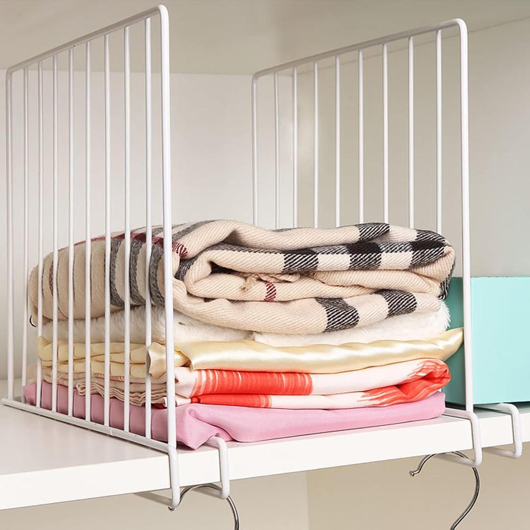 Shelf Dividers, 8 Pack Closet Organizers and Storage, Metal Closet Dividers Shelf Organizer for Wood Shelves, Linen Closet Organization Separators for Purse Handbag Sweater Clothes Wardrobe Cabinet, 8 x 12.99" W x 9.45" H x 1" D