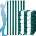 6 Packs Oversized 72X40 Inch Stripe Beach Towel Thin Terry Set Extra Large XL Big Clearance Soft Swim Absorbent Towels Pool Travel Accessories Essentials Camping Blanket Men Women Adults Gift Green
