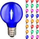 25 Pack Multicolor G40 LED Christmas Replacement Light Bulbs, Replacement Bulbs for Christmas String Lights, G40 Shatterproof Waterproof Dimmable Globe Lights Bulbs E12 Intermediate Base