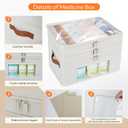 3-Tier Medicine Organizer for Cabinet, Foldable Medicine Storage Box with Clear Cover and Leather Handle, Empty First Aid Kit for Home and Travel