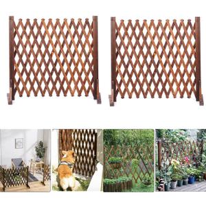 Nisorpa 2 Pack Retractable Wooden Fences Extendable Instant Fence Portable Expandable Garden Wooden Pet Safety Barrier Gate Freestanding Wood Fence Partition for Home Yard Garden Indoor Outdoor