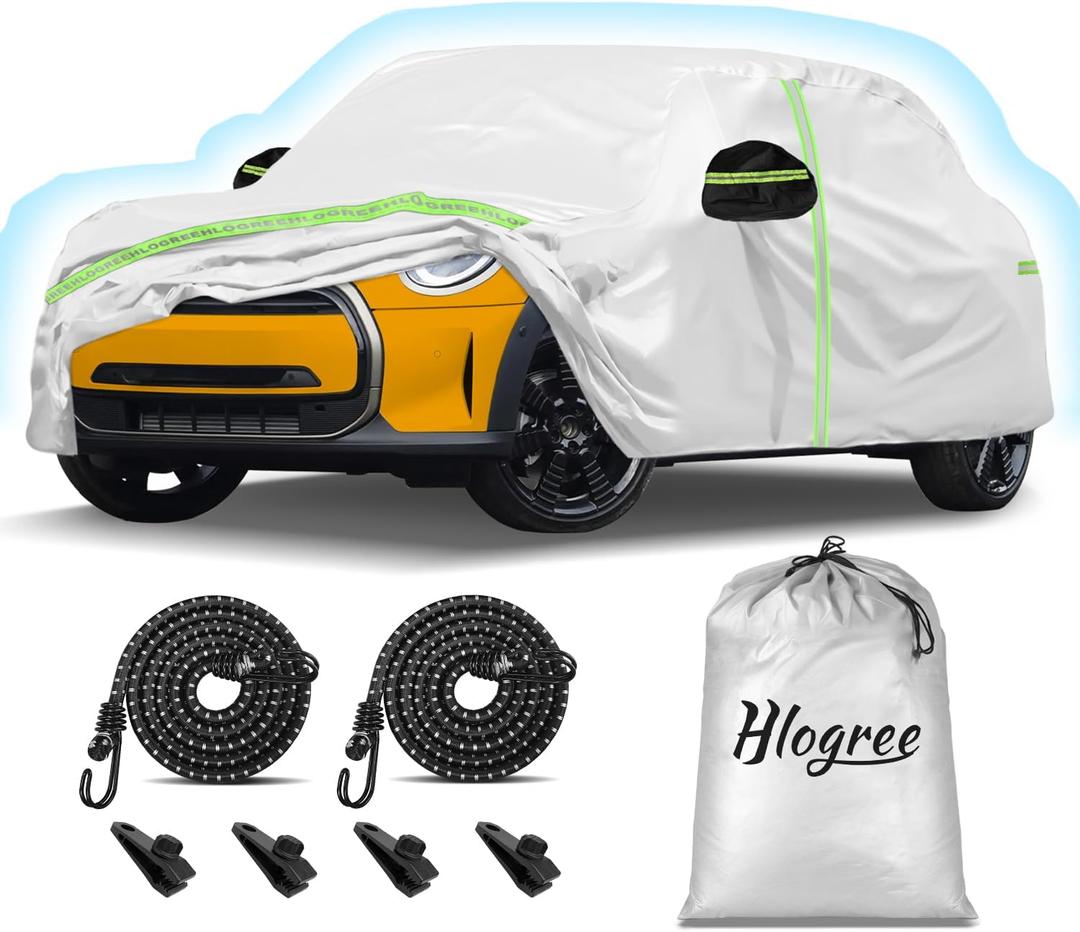 Car Cover for 2002-2025 Mini Cooper/Cooper S/Hardtop/Convertible 2-Door,Full Exterior Car Covers for Automobiles All Weather Waterproof Heavy Duty,Zipper/Cotton Rain UV Proof Custom fit210T Taffeta