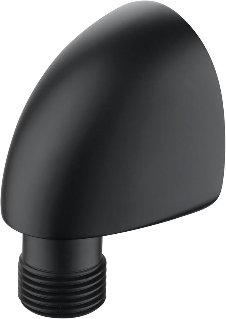 Wall-Mount Supply Wall Elbow for Hand Held Shower with Check Valve, 1/2" Shower Hose Adapter Matte Black