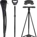 Folding Walking Cane with Seat, 2-in-1 Lightweight Aluminum Cane Stool for Seniors & Adults, Portable with Carry Bag, Anti-Slip for Travel & Hiking (Metallic color)