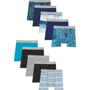 Hanes Boys' and Toddler Underwear, Comfort Flex and ComfortSoft Boxer Briefs, Solids/Prints Assortedpack of 10, Large