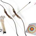 FSFF Enhanced Wooden Bow and Arrow Set 33 Piece-2 Bows 2 Quivers 16 Arrows 10 Targets & 2 Armguards Beginner Toy Archery Outdoor Gift Idea Boy or Girl