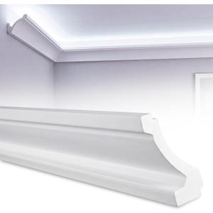 Pushglossy 8 Pcs Oblique Style 47.24"(Total 31.5 Ft) Ceiling Crown Molding with LED Duct Kit for Seamless Ambient Waterproof Lighting Channel for Easy LED Trim Moulding Strip Installation