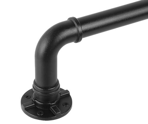 YAJUXIU Black Industrial Curtain Rod for Windows 66-120 Inches - Rustic 1 Inch Rod for Indoor or Outdoor Use, Adjustable from 30 to 120 Inches
