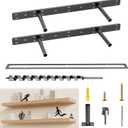 22" Hidden Heavy Duty Floating Shelf Brackets (2 Pack), Black, Modern Style, Wall Mount, Supports Up to 450 lbs, Ideal for Living Room, Kitchen, Bathroom, Office