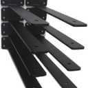 8 Pack - 12 inch Black Hidden L Shelf Bracket (1/5 Inch Thicked) Iron Floating Shelf Brackets Rustic Industrial Metal Brackets for Shelf Support