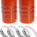 LSDZWORK Silicone Charge Air Cooler Hump Hose 4" X 6" Heavy Duty Intercooler Hoses Boot Kit with T-bolt Clamps Set for Class 7 & 8 Trucks and Semi Trucks, 2PCS (Red)