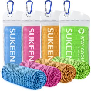 Sukeen Cooling Towels 4 Pack (40"x 12"), Microfiber Cool Towel,Soft Breathable Chilly Towel for Yoga, Golf, Gym, Camping, Running, Workout & More Activities