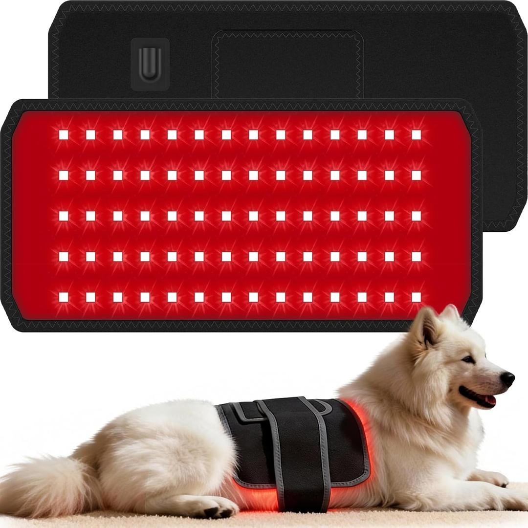 13.8"*7" Red Light Therapy Pad for Dogs Body, 70 LEDs Redlight Therapy Wrap with Timer, Heating Mat Products with Band for Back Belly Leg Knee Thigh, Gifts for Men, Women, Pets Dog