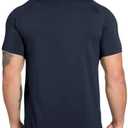 Mens Gym Workout Slim Fit Short Sleeve T-Shirt Cotton Performance Athletic Shirts Running Fitness Tee Loungewear (Dark Blue,Black Medium)