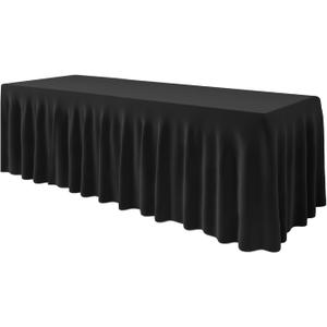 EMART Black Rectangle Table Skirt for 8ft, Spandex Tablecloth Cover for Banquet Wedding Birthday Party (96" x 30" (Rectangular))