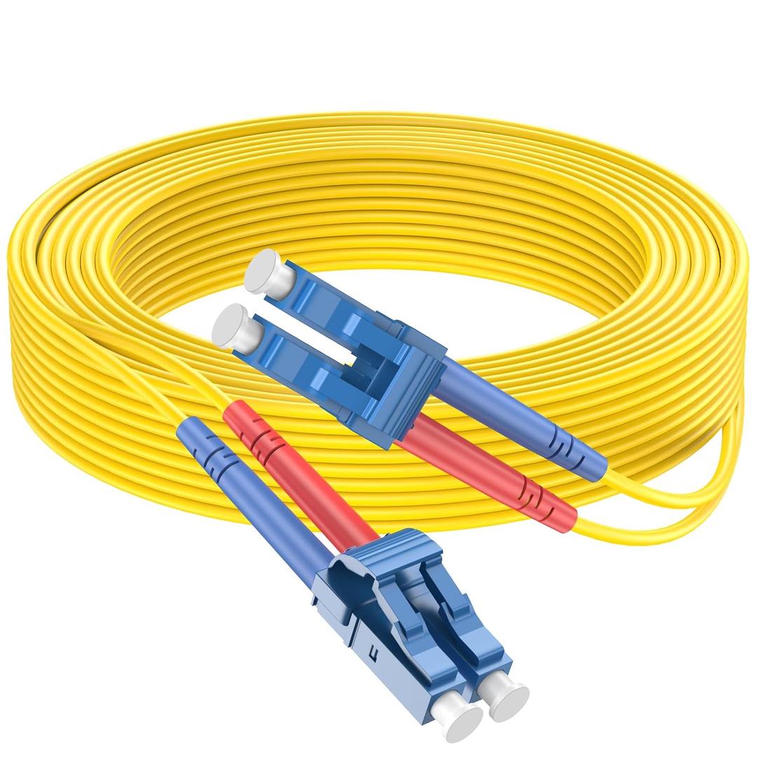 LC to LC Fiber Optic Patch Cable 164FT (50M), OS2 9/125µm Single Mode Duplex Fiber Patch Cord, LC/UPC to LC/UPC, 2.0mm LSZH Jacket, Bend Insensitive, Yellow.