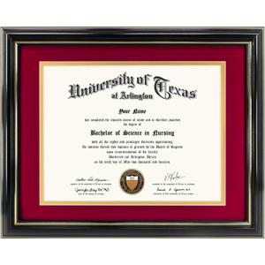 GraduationMall 8.5x11 Diploma Frame with Red over Gold Mat or Display 11x14 Certificate without Mat,Solid Wood & Tempered Glass,Glossy Black Finish with Gold Trim