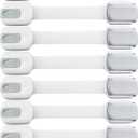 Child Safety Strap Locks (10 Pack) Baby Locks for Cabinets and Drawers, Toilet, Fridge & More. 3M Adhesive Pads. Easy Installation, No Drilling Required, White/Gray