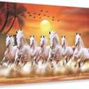 OZIBGS Seven Lucky Running Wild Horses Wall Art Animal Posters Canvas Poster Bedroom Decor Sports Landscape Office Room Decor Gift Frame-style 08x12inch(20x30cm)