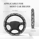 Black and Gray Stars Steering Wheel Cover Universal 15 Inch Cute and Fashionable Car Accessories Protector for Women Men (One Size)