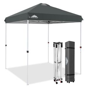 EAGLE PEAK 6.6x6.6 Pop Up Canopy Tent Easy Up Canopy Outdoor, Gray | Patented PeakPush™ Center Lock, 1 Person Setup Portable Pop Up Tent, Beach, Markets, Camping Sport Events, Wheeled Carry Bag