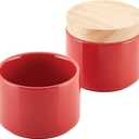 Rachael Ray Ceramics Stacking Spice/Seasoning Box Set with Lid, 2 Piece, Red
