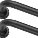 Black Curtain Rods 2 Pack,1 Inch Disc Curtain Rods for Windows 28 to 48",Blackout Wrap Around Curtain Rod with Aluminum Finials and Brackets,No Screw Disassembly Adjustable Curved Curtain Rod (28-48"(2 Pack))