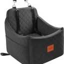 INDYBUD Small Dog Car Seat, Memory Foam Dog Booster Car Seats with Thick Cushion for Medium Dogs Under 35lbs, Detachable Washable Pet Seat with Storage Pockets,2 Safety Belts (Black, Medium)