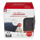 Sunbeam Electric Throw Royal Luxe Microplush Heated Blanket, 4 Heat Settings, 4-Hour Auto Shut-Off, Fast Heating, Warm and Cozy, Grey Rodeen Plaid, Queen