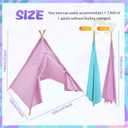 Windyun 6 Pcs Kids Teepee Tent Foldable Washable Indoor Outdoor for Boys Girls Toddler Boho Sleepovers Birthday Pajama Party Spa Supplies (63 Inch,Teal, Light Purple)