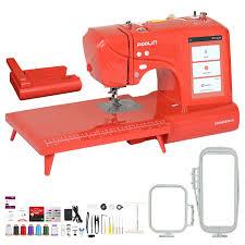 Poolin EOC05RE(2in1) Computerized Sewing & Embroidery Machine 9.2x4" Area, 7" Touch Screen 206 Built-in Sewing Stitches, 2 Hoops with Wireless, Women Gifts
