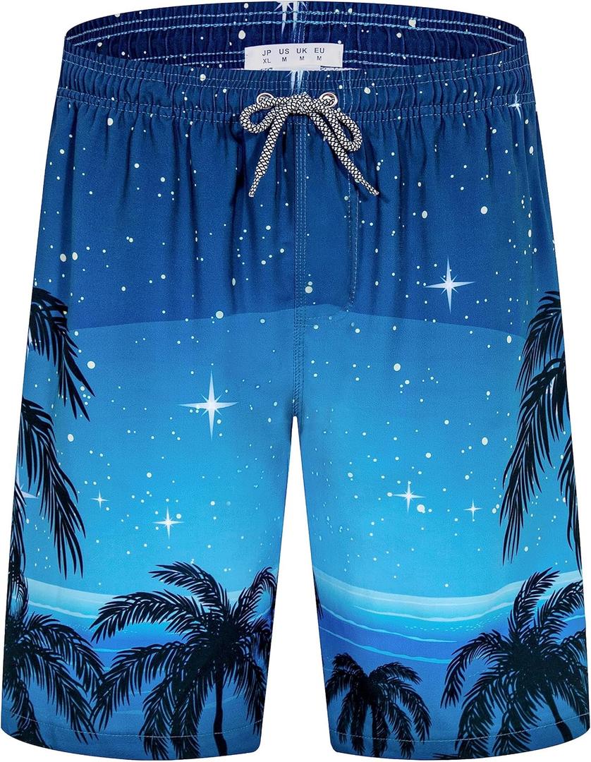 ELETOP Men's Swim Trunks Quick Dry Bathing Suit Swimming Board Shorts Mesh Lining Beach Swimwear (X-Large)