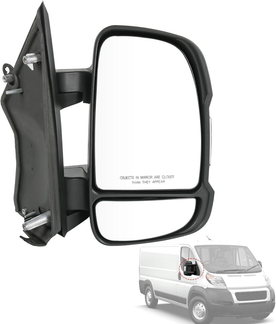 Door Mirror Right Passenger Side Replacement For Ram ProMaster 1500 2500 3500 2014-2022, Replace CH1321432 5VF00JXWAG, Black 8 + 2PINS