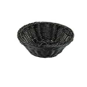 Basket, Black HOME-X Oval Plastic Woven Wicker Basket, Bread Baskets-Table Decor and Storage-Black 