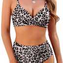 ZAFUL Women High Waisted Bikini Sets Two Piece Swimsuit Push Up Twist Front Ruched Bathing Suit, L
