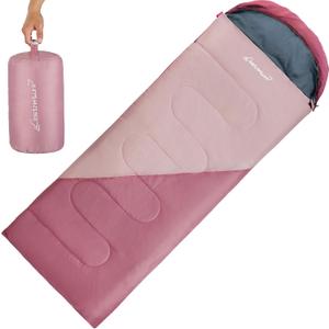 Clostnature Sleeping Bag for Adults and Kids - Lightweight Camping Sleeping Bag for Girls, Boys, Youths, Ultralight Backpacking Sleeping Bag for Cold Weather - Compression Sack Included(Left Zipper) (3 Lbs, Pink)