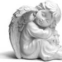 Praying Angels Figurine, Garden Angel Statues, Waterproof Kneeling Angel Sculpture, Outdoor Decor Ornament for Patio Lawn Yard Porch Decorations, Angel Right