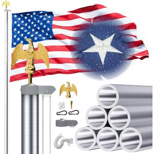 Heavy Duty Flag Pole 25 FT Flag Poles for Outside House,12 Gauge Extra Thick Aluminum Flagpole for 3x5 Flags Outdoor, American Flags for Outside with Pole Kit for Residential or Commercial