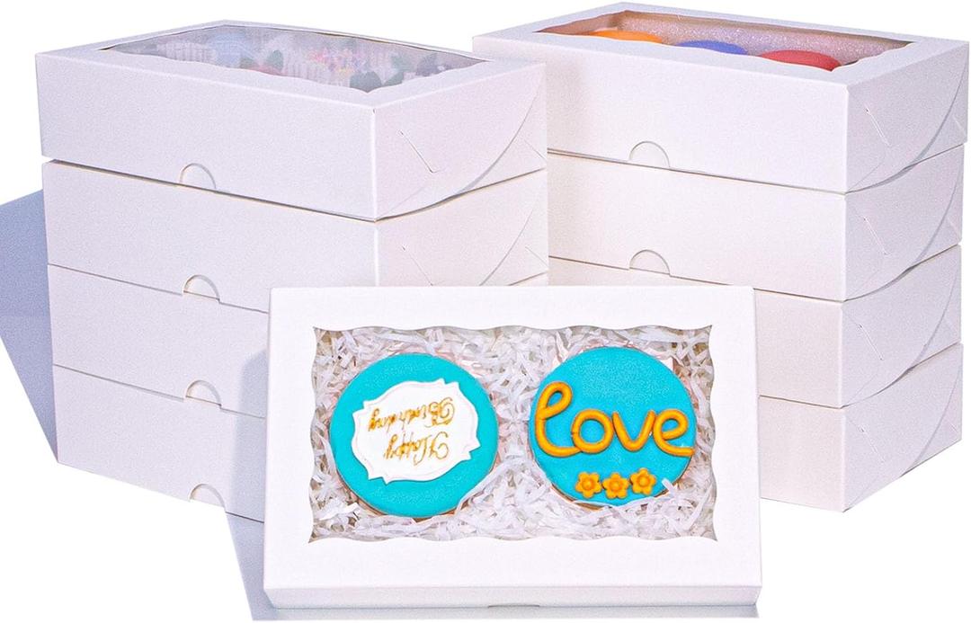 50PCS 8x5x2 Inch Chocolate Covered Strawberries Boxes Bakery Boxes with Window for Chocolate Truffle, Donut, Brownies Cookies, Cakesickle &Christmas Valentine's Easter Mother's Day (White)