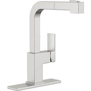 APPASO Square Kitchen Faucet, Brushed Nickel Sink Faucets with Pull Down Sprayer, Single Handle Modern Pull Out Faucet for Bar Sink Kitchen, Stainless Steel Faucet for Kitchen Sink 1 or 3 Holes